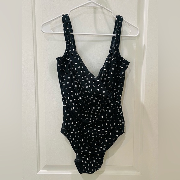 Miraclesuit Other - Miraclesuit Black One-Piece Swimsuit with White Dot Print